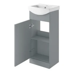 Veleka Gloss Grey Cloakroom Vanity Unit & Basin Set (W)400mm (H)880mm -Crystal Bathware veleka gloss grey cloakroom vanity unit basin set w 400mm h 880mm5059340255460 24c