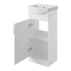 Veleka Gloss White Cloakroom Vanity Unit & Basin Set (W)400mm (H)880mm -Crystal Bathware veleka gloss white cloakroom vanity unit basin set w 400mm h 880mm5059340255392 24c