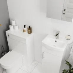 Veleka Gloss White Mirrored Bathroom Cabinet (W)400mm (H)540mm -Crystal Bathware veleka gloss white mirrored bathroom cabinet w 400mm h 540mm5059340255392 02i