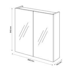 Veleka Gloss White Mirrored Bathroom Cabinet (W)550mm (H)540mm -Crystal Bathware veleka gloss white mirrored bathroom cabinet w 550mm h 540mm5059340255408 01t