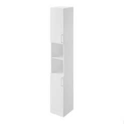 Veleka Gloss White Single Bathroom Cabinet (H)180cm (W)27.5cm