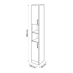 Veleka Gloss White Single Bathroom Cabinet (H)180cm (W)27.5cm -Crystal Bathware veleka gloss white single bathroom cabinet h 180cm w 27 5cm5059340255415 01t