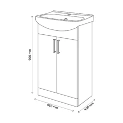 Veleka Gloss White Vanity Unit & Basin Set (W)550mm (H)900mm -Crystal Bathware veleka gloss white vanity unit basin set w 550mm h 900mm5059340255385 01t