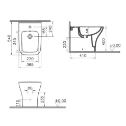 Vitra Koa Square White Floor-mounted Bidet -Crystal Bathware vitra koa square white floor mounted bidet8683124103073 01t bq