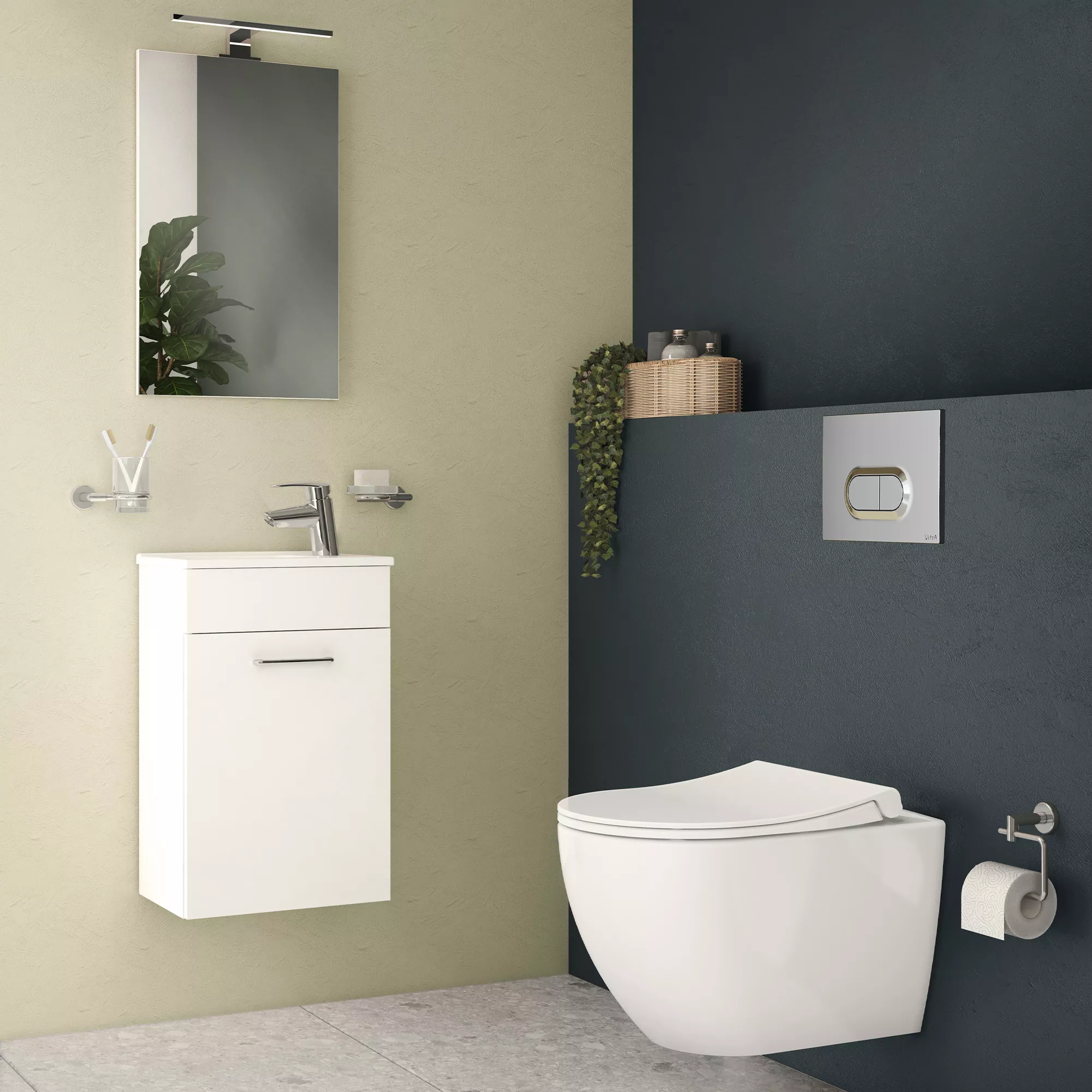 Vitra Koa White Slim Wall Hung Round Toilet Set With Soft Close Seat & Frame 11 Vitra Koa White Slim Wall Hung Round Toilet Set With Soft Close Seat & Frame - Image 9