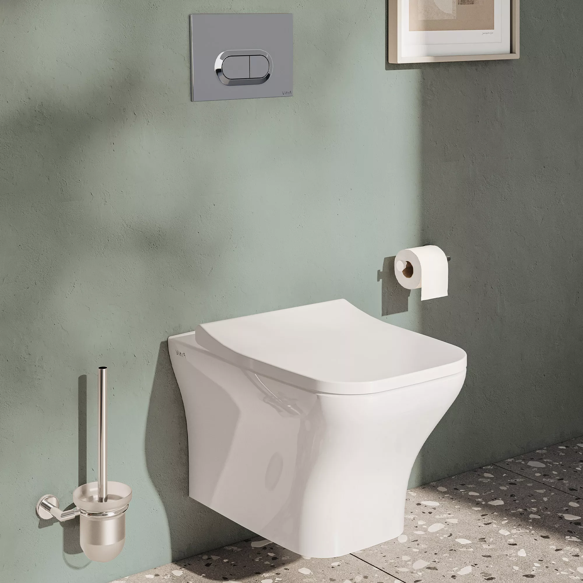 Vitra Koa White Slim Wall Hung Square Toilet Set With Soft Close Seat & Frame 11 Vitra Koa White Slim Wall Hung Square Toilet Set With Soft Close Seat & Frame - Image 9