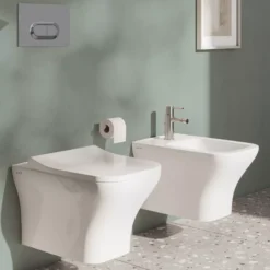 Vitra Koa White Slim Wall Hung Square Toilet Set With Soft Close Seat & Frame 23 Vitra Koa White Slim Wall Hung Square Toilet Set With Soft Close Seat & Frame -Crystal Bathware vitra koa white slim wall hung square toilet set with soft close seat frame8683124099062 03i bq