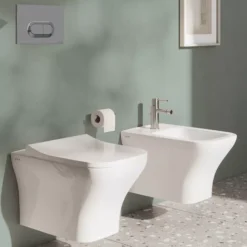 Vitra Koa White Slim Wall Hung Square Toilet Set With Soft Close Seat -Crystal Bathware vitra koa white slim wall hung square toilet set with soft close seat8683124098508 03i bq