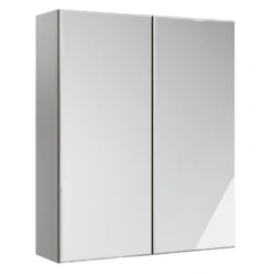 Westport Matt Stone Grey Double With 2 Mirror Doors Wall Cabinet (W)595mm (H)720mm