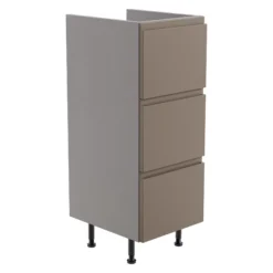 Westport Matt Stone Grey Modern Freestanding 3 Drawer Base Unit (W)295mm (H)820mm